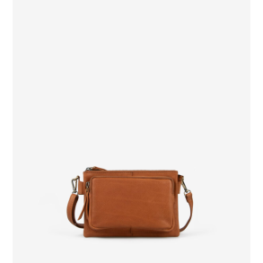 Cognac skind skuldertaske/Clutch