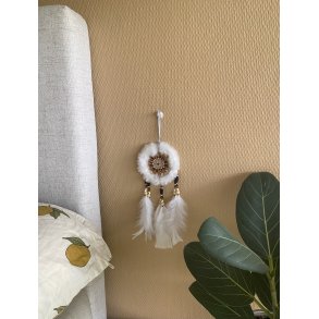 Drmmefanger i hvid med brune perler