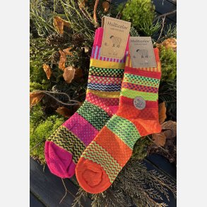 Flotte farverige strmper i 45%  uld 