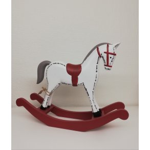 Gyngehest i tr hvid og rd