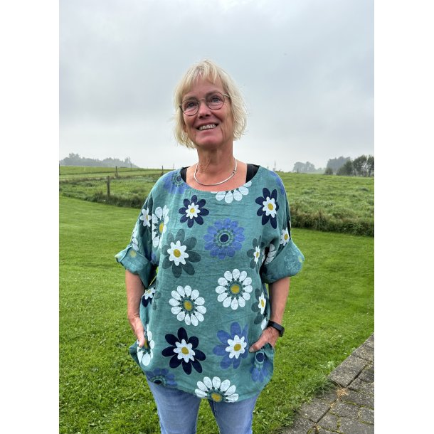 Hr bluse med blomsterprint