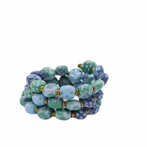 Kazuri armbnd wire  blue shell