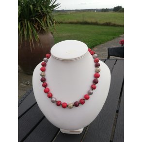 Kazuri halskde Kanga red grey 