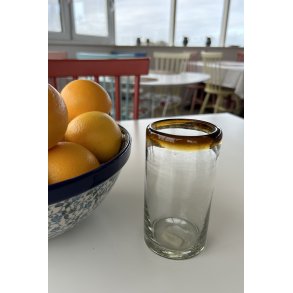 Mundblst mexicansk glas med brun kant