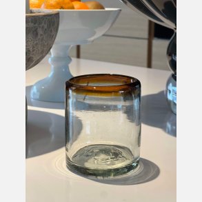 Mundblst mexicansk vand glas brun kant