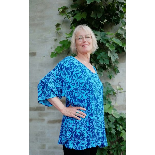 Oversize bluse i krinklet bomuld
