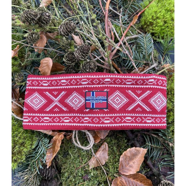 Pandebnd unisex rd og hvid fra Norwool