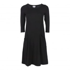 Sort kjole med lommer i bambus