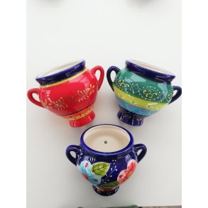 Stor v�g krukke i spansk keramik 