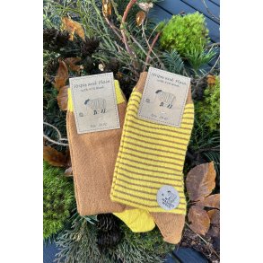 Strmper med uld i striber og uden 